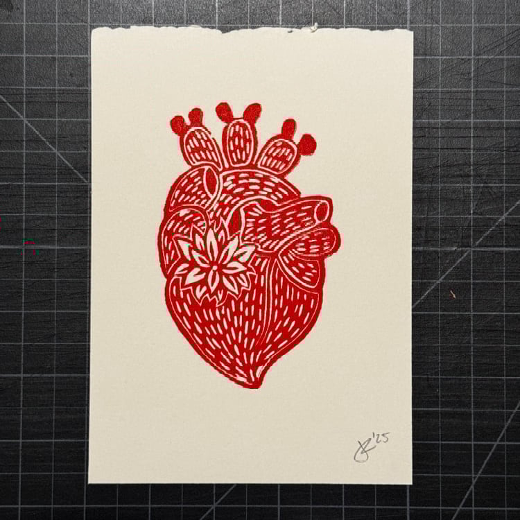 Image of Desert Heart - linocut print