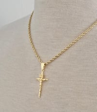 Image 5 of 14k EP Small cross Necklace with Small Cross crucifix religious cross charm