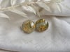 Large Droplet Stud Earrings - Green Hydrangea & Gold