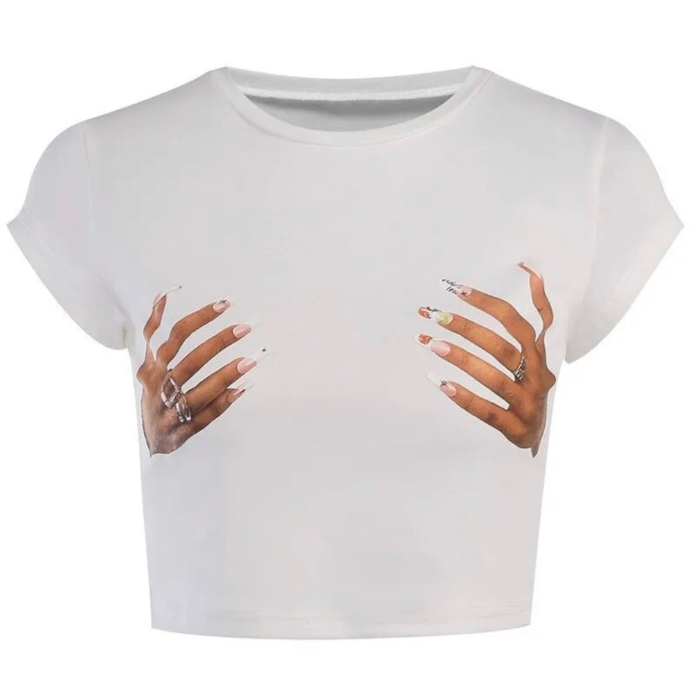 Image of White Hands Crop | Top