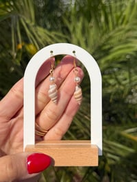 Image 2 of Twisted Shell & Pearl Earrings