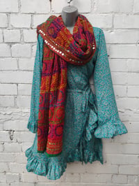 Image 7 of Wrap sari dress small to med Turquoise 