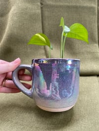 Image 1 of Golden Pothos in Purple Chrome Mug