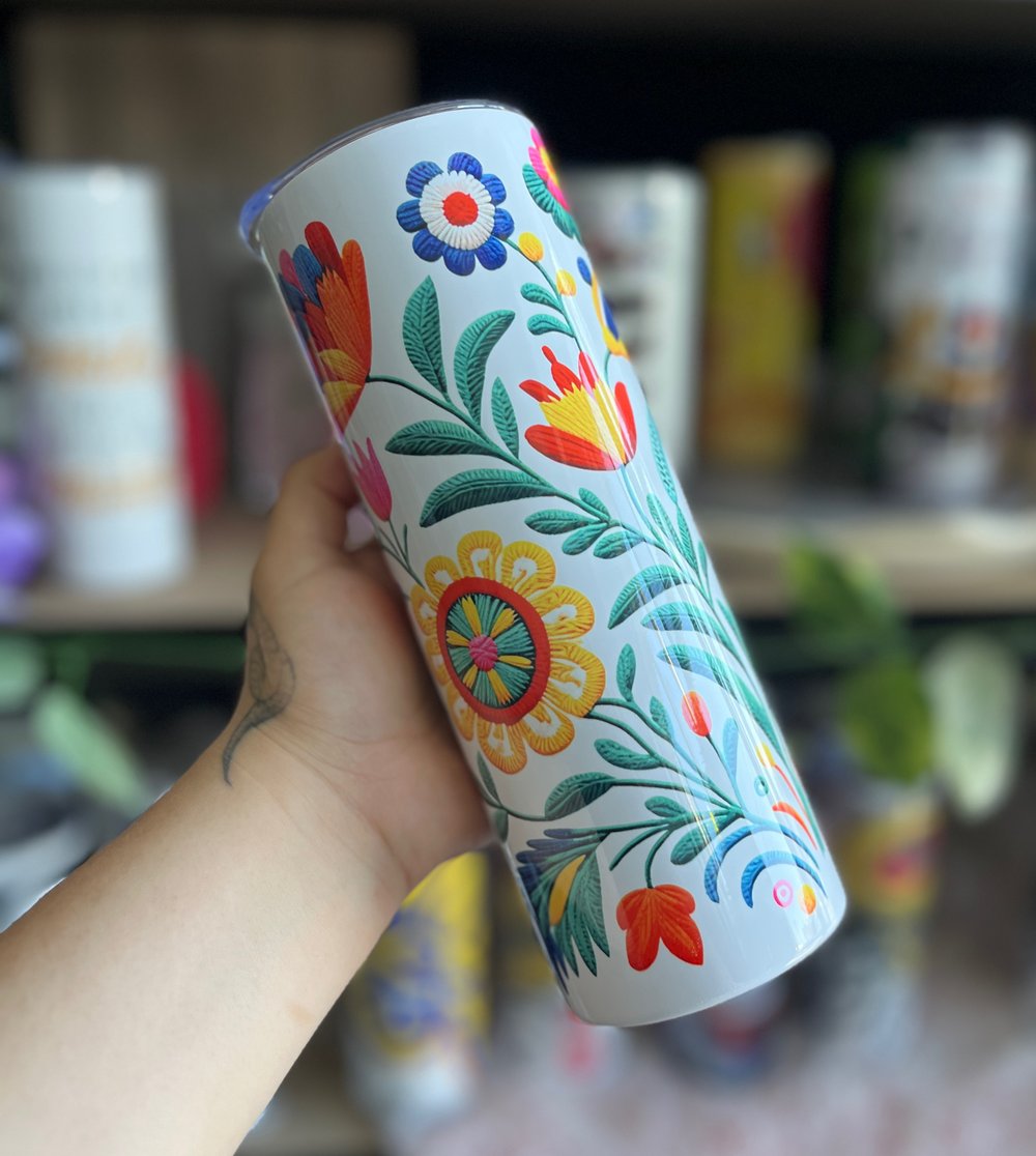 Image of Embroidered Flowers 20oz Tumbler