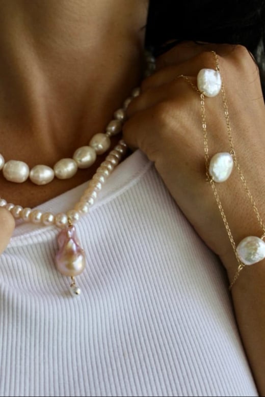 Image of Coin pearl hand chain