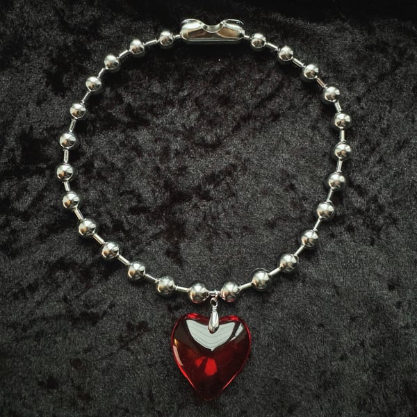 Image of Ruby Heart Choker Necklace