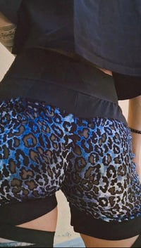 Image 2 of YARA shorts, blue leopard,  straps