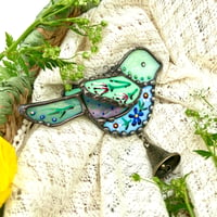 Image 2 of Folk Bird- green & blue 