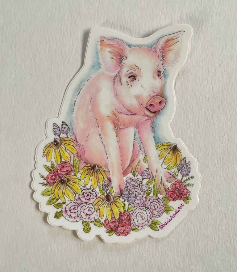 Floral Pig Sticker Image 2