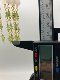 Image 4 of Peridot Clear Quartz Rosary Dangling Earrings | • Clarity • Joy