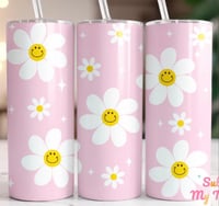 White daisy pink 20oz tumbler