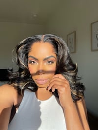 Image 7 of 14 inch 'M' shaped LAGOS HAIRLINE 5x5 HD LACE CLOSURE WIG with BLONDE HIGHLIGHTS