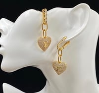 Image 2 of Crystal Heart Dangle Hoop Earrings