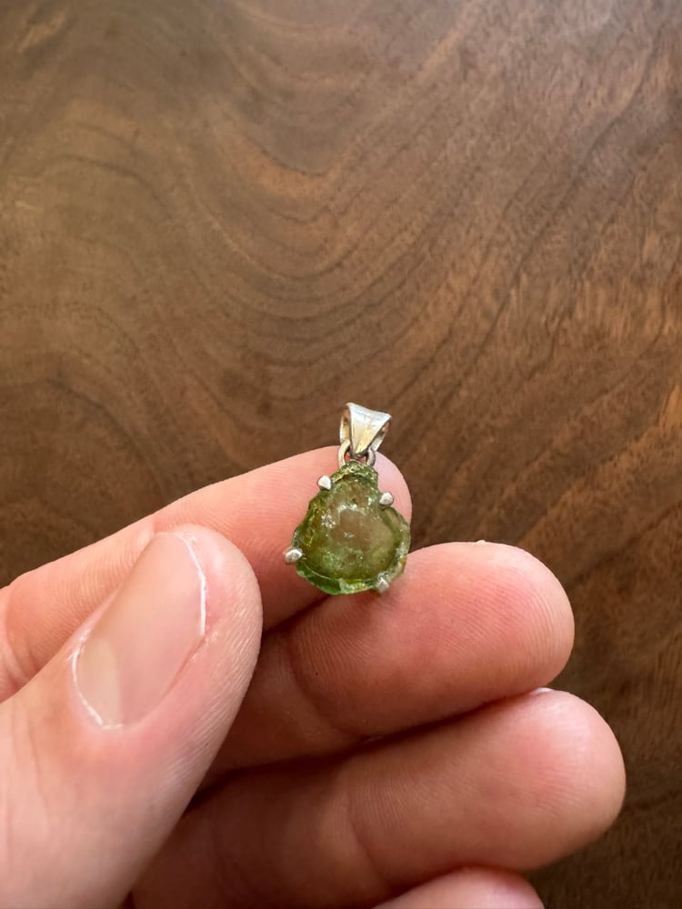 Image of Watermelon Tourmaline Slice Silver Pendant 1