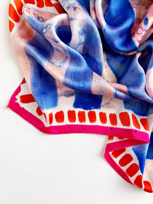 Image of Silk Satin Scarf - Gentle Stripes and Dots
