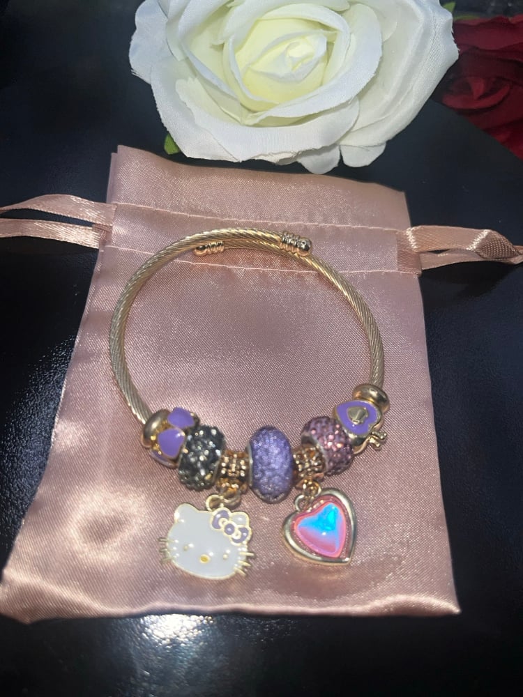 Image of Gold bracelet Hello Kitty Purple