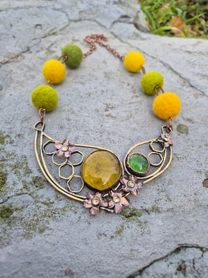 Yellow and green summer necklace 