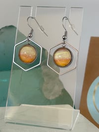 Image 3 of Fluid art honeycomb frame earrings