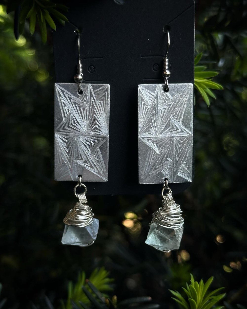 Image of Engraved Silver Earrings 