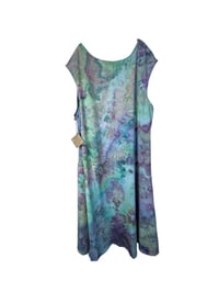 Image 7 of 3X PLUS Stretch Knit Fit and Flare Midi Dress in Mermaid Watercolor Ice Dye