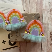Image 3 of “Rainbow Cloud” Quilted Planner Clip OR Clothes Pin Clip