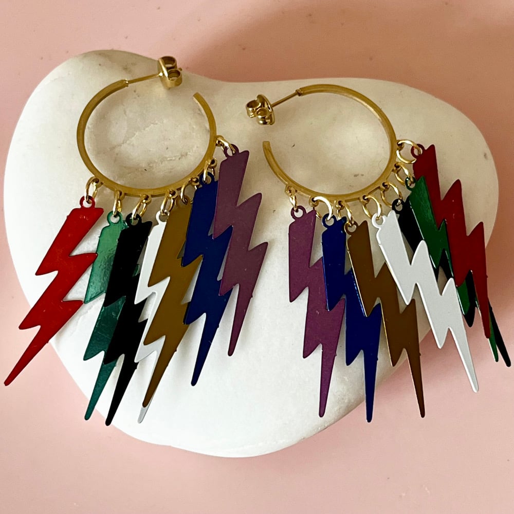 Image of Big Lightning Bolt Half Hoops - One of a Kind