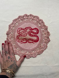 Image 2 of Two snakes doily