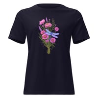 Image 2 of Women's Relaxed T-Shirt, Dragonfly Wildflower Bouquet Tee