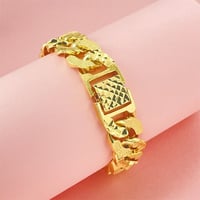 Image 5 of Luxury 24K 9999 Pure Gold real gold Men's flat boss bracelet 13MM bracelet