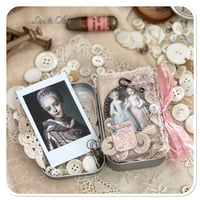 Image 1 of Petite vintage french lace snippet book in a tin