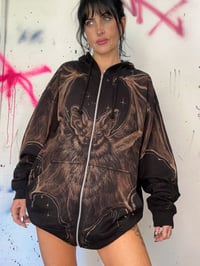 Image 5 of “BABY BAT” CUSTOM BLEACH PAINTED ZIP UP HOODIE XL