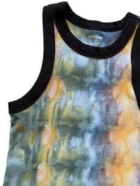 Image 2 of M Ladies Fitted Knit Contrast Tank in Cool Watercolor Dye