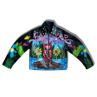Image 1 of BOYS TEARS LEATHER CROPPED JACKET