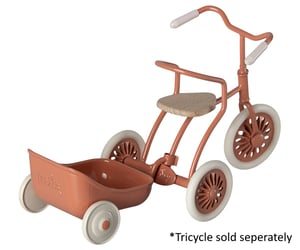 Image of Maileg Tricycle Trailer Mouse Coral (PRE-ORDER ETA Late April)