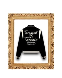 Image 2 of BLACK & CREAM VARSITY JACKET