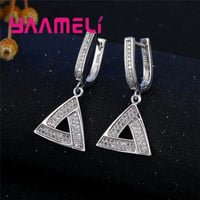 Image 3 of Fashion Shining Style Irregular Modeling Triangel Shape Wedding Jewlery Set For Women  Silver Neckla