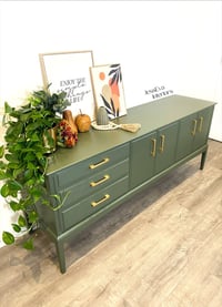 Image 3 of Mid Century Modern Vintage Beithcraft Sideboard / Drinks Cabinet / TV Cabinet painted in green