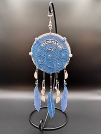 Image 1 of Two-Tone Periwinkle Blue Floral Dream Catcher