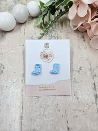 Image 4 of Blue Embossed Polymer Clay Stud Earrings (multiple styles)
