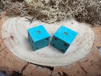 Image 3 of D6 Dice Pair Blue with Gold Star Pips