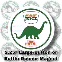 Image 1 of Large 2.25" Dinosaur Juice Button or Bottle Opener Magnet!