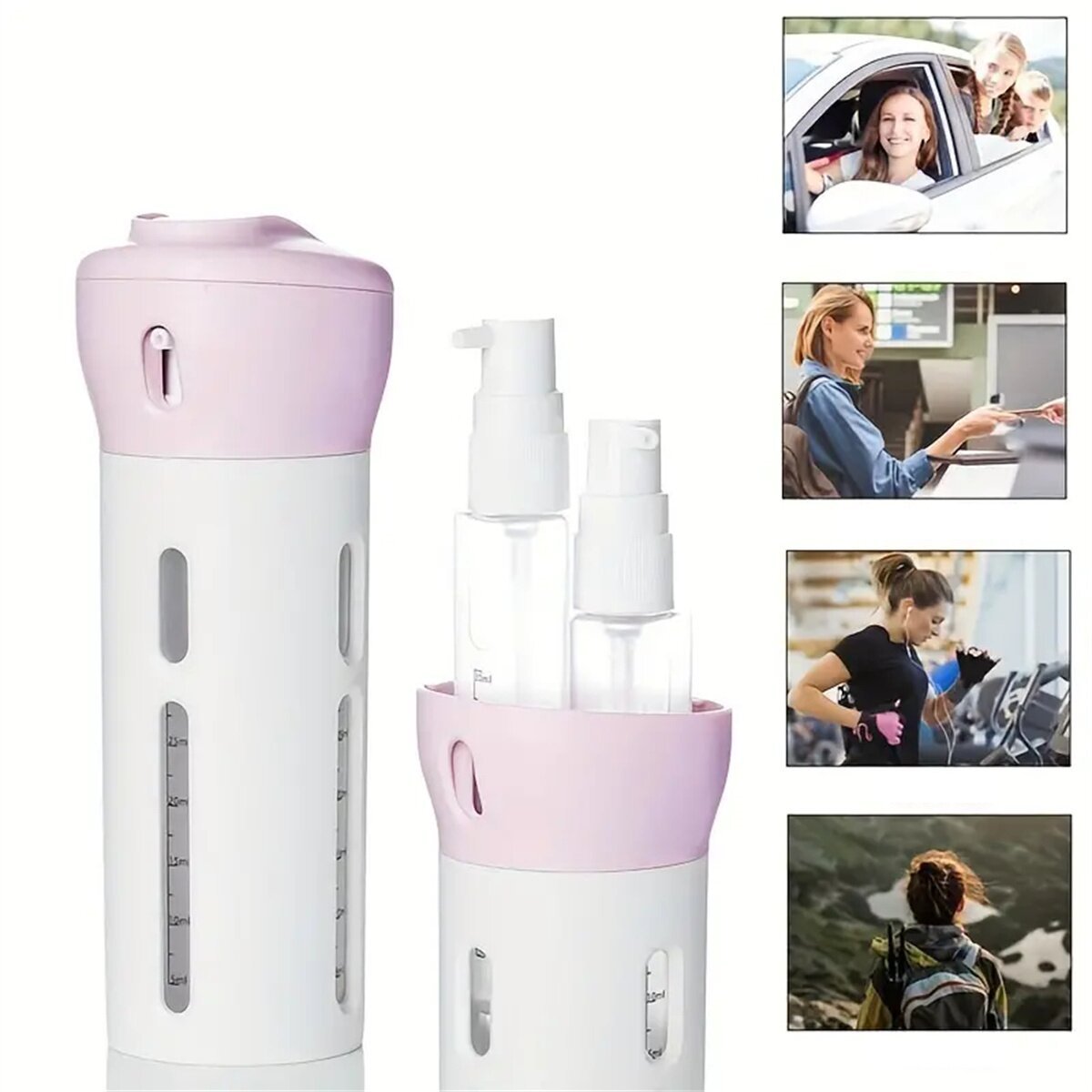Image of 4 In 1 Portable Travel Liquid Dispenser Bottle Refillable Leakproof Travel Container For Perfume Sha