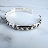 Image 3 of Seashell Stamped Sterling Silver Chunky Cuff Bracelet Handmade