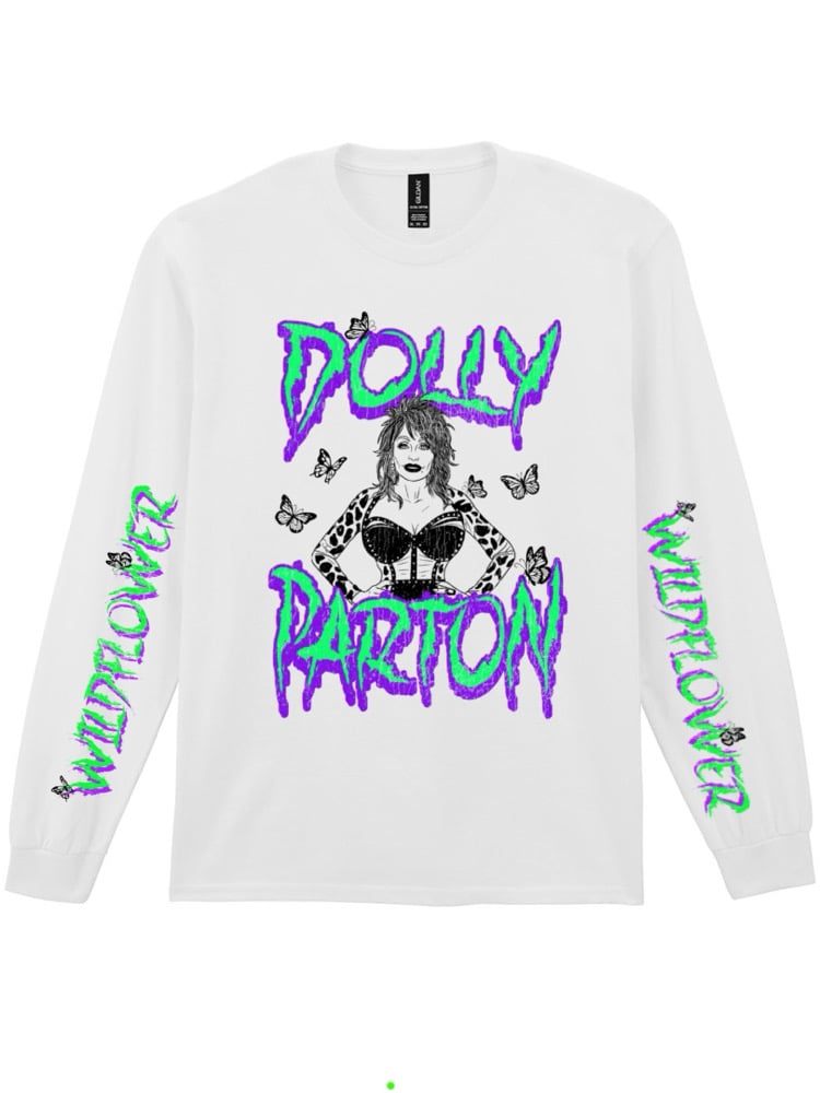 Image of dolly Parton wildflower graphic long sleeve tee