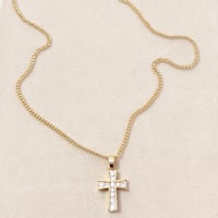 Image 2 of White Stone Cross Necklace 