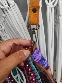 Image 7 of FRILL MINI body cross Sari bag with ruffles - detachable strap -peace sign