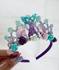 Image 3 of Purple Mermaid birthday tiara crown party props 
