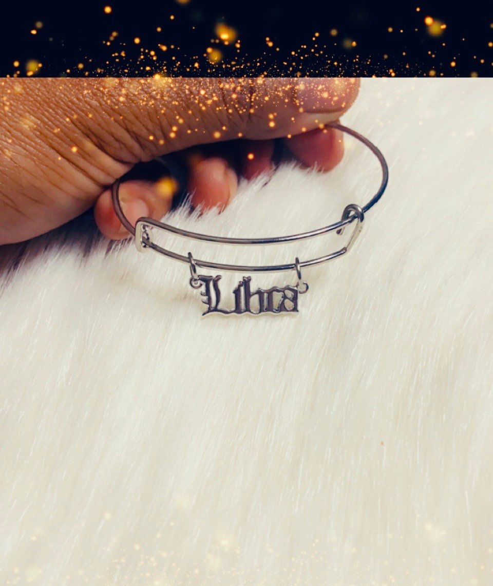 Image of Silver zodiac sign bangle bracelets 