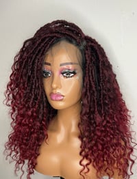 Image 3 of Twist Braided Wigs Knotless Synthetic Full Lace Wigs Crochet Dreadlocks Wig with Curly Hair 