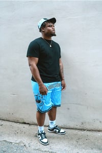 Image 2 of Authentic Blue Livingstone pinstripe shorts 